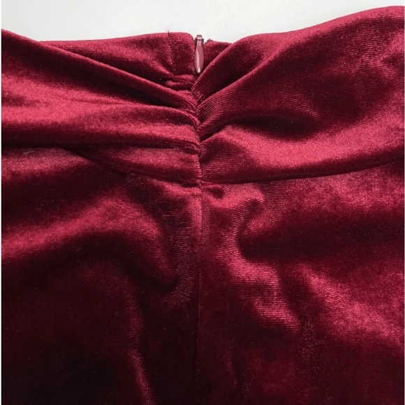 New Luxe Velvet Wrap Off Shoulder Formal Maxi Dress Burgundy Red - Picture 7 of 13